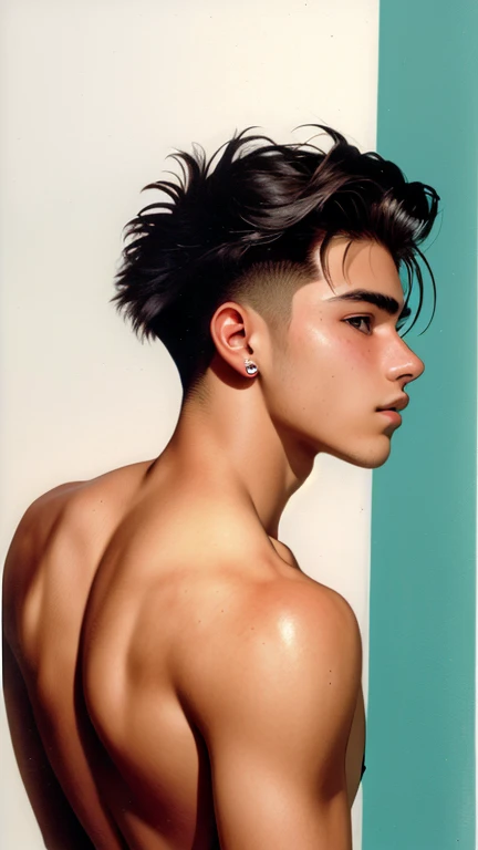 make an Mexican male teenager ************ with slit back hair in 80s style