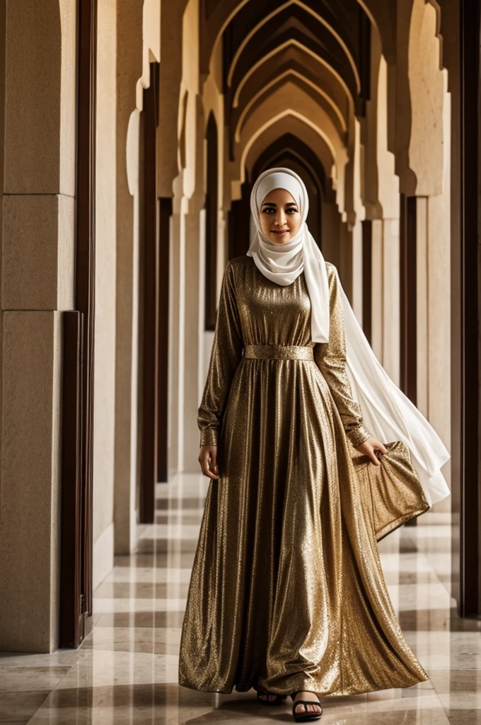 Arab woman with hijab and floor-length dress