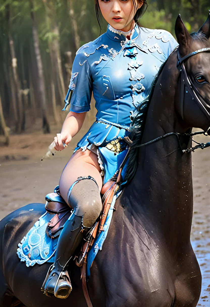 (((masterpiece))),(((Highest quality))),((Tabletop:1.4, Highest quality)), (Realな写真:1.4), 
((1 cute girl knight)),rodeo,
(超High resolution:1.2),, wonderful, Very detailed CG Unity 8k wallpaper, Very detailed, High resolution,fat horse ridden by japanese girl,Blue Hair,
Soft Light, Beautiful detailed girl, Droopy eyes,Very detailedな目と顔, Beautiful and exquisite nose, Beautiful and exquisite,  horse ridden by a girl can't move in swamp because its drowned in the sticky mud:10.0 ,Displeased face:4.0,Real,Stir,Anatomically correct