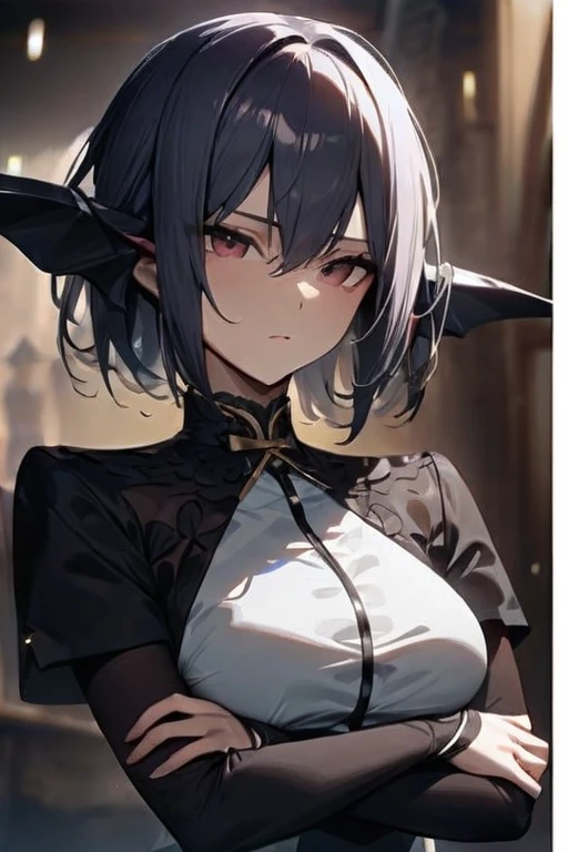 ((Best quality)), ((masterpiece)), (detailed), The demoness stands with her arms crossed