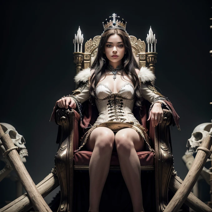 Queen sitting on a throne of bones