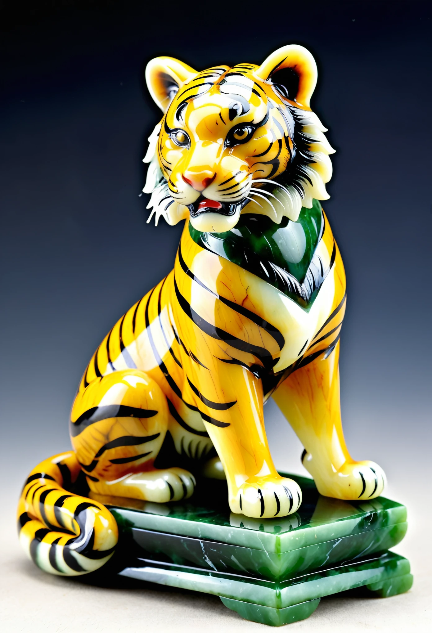 A stunning jade Chinese figurine sculpure of a Tiger