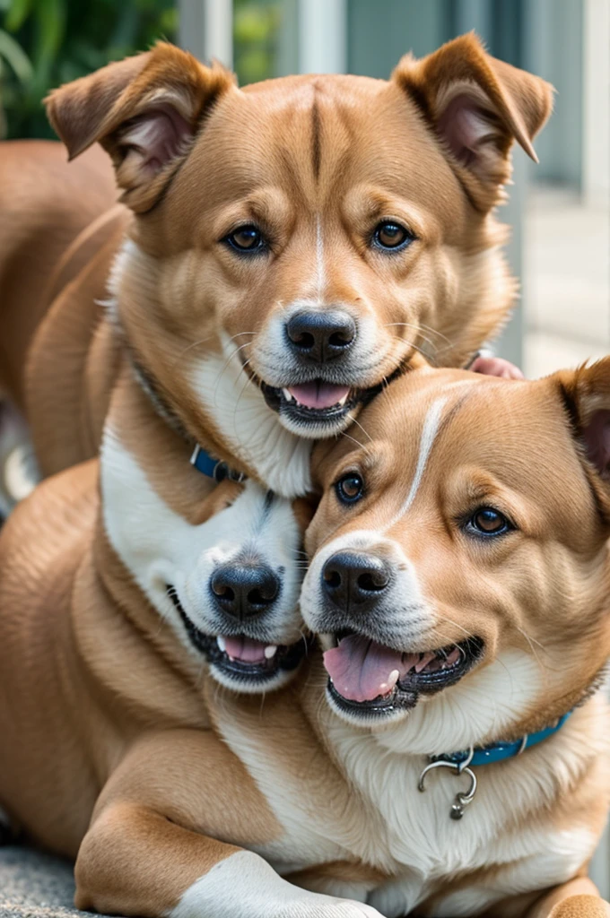 Cute ai dogs smiling 
