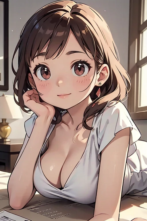 Browsing Caution, (Official Art、highest quality、unity 8k wallpaper、32k、masterpiece、Very detailed、Ultra-high resolution、Realistic、Realistic:1.2)、(Natural soft light:1.2)、Fire glow effect、Film Grain、Best Shadow、Side light、Side Shot、(Highly detailed and sophisticated 3D rendering)、Beautiful face and eyes in every detail、Sharp pupils、Realistic pupils, Big Breasts、Big Breasts、Are you okay、Are you okay、smile、High heels、 sexy, Embarrassing, smile、Cleavage、sexy、Hair color: pink、pink