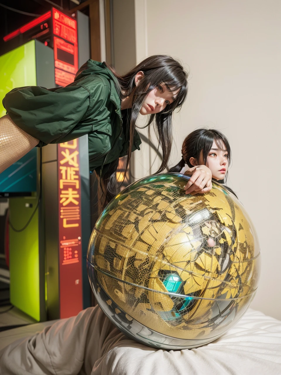 a beautiful young woman standing next to a giant cyberpunk mech, detailed facial features, long eyelashes, flawless skin, wearing a short jacket and shorts, high-quality 8K digital art, cyberpunk anime style, Guweiz artwork, Russell Dongjun Lu, Ross Tran, photorealistic, ultra-detailed, high-quality lighting, movie-quality, ray tracing, upper body, (best quality,4k,8k,highres,masterpiece:1.2),ultra-detailed,(realistic,photorealistic,photo-realistic:1.37),HDR,UHD,studio lighting,ultra-fine painting,sharp focus,physically-based rendering,extreme detail description,professional,vivid colors,bokeh,Guweiz style artwork,CyberPunk mech,Trends on CGSTATION,Guweiz,Russell Dongjun Lu,digital cyberpunk anime art,Ross Tran 8K,Guweiz on ArtStation Pixiv