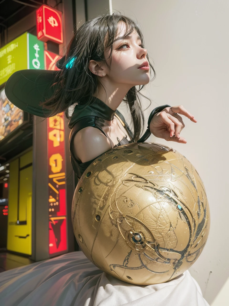 a beautiful young woman standing next to a giant cyberpunk mech, detailed facial features, long eyelashes, flawless skin, wearing a short jacket and shorts, high-quality 8K digital art, cyberpunk anime style, Guweiz artwork, Russell Dongjun Lu, Ross Tran, photorealistic, ultra-detailed, high-quality lighting, movie-quality, ray tracing, upper body, (best quality,4k,8k,highres,masterpiece:1.2),ultra-detailed,(realistic,photorealistic,photo-realistic:1.37),HDR,UHD,studio lighting,ultra-fine painting,sharp focus,physically-based rendering,extreme detail description,professional,vivid colors,bokeh,Guweiz style artwork,CyberPunk mech,Trends on CGSTATION,Guweiz,Russell Dongjun Lu,digital cyberpunk anime art,Ross Tran 8K,Guweiz on ArtStation Pixiv