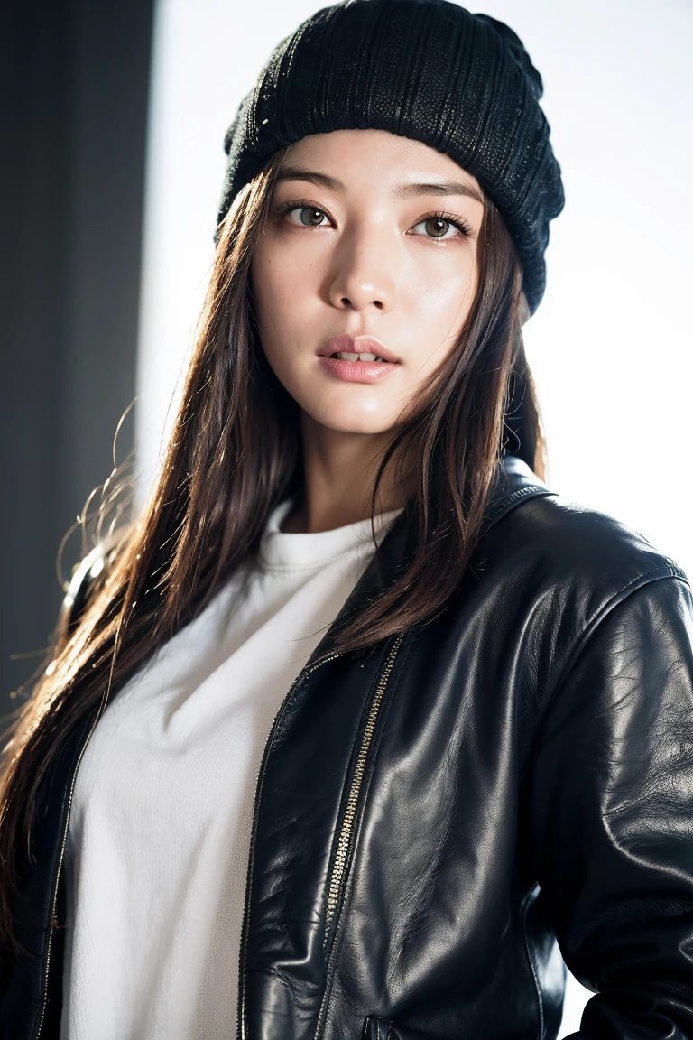 (
(8k:1.27), Highest quality, masterpiece, Ultra-high resolution:1.2) beautiful日本人女性の写真
(beautiful:1.1) (Sci-fi warrior woman:1.1) Space Soldier, (Beanie:1.61) (leather jacket:1.21) Complex and elegant, Fantasy, detailed, Metric by Greg Rutkowski and Alphonse Mucha, Gradient lighting