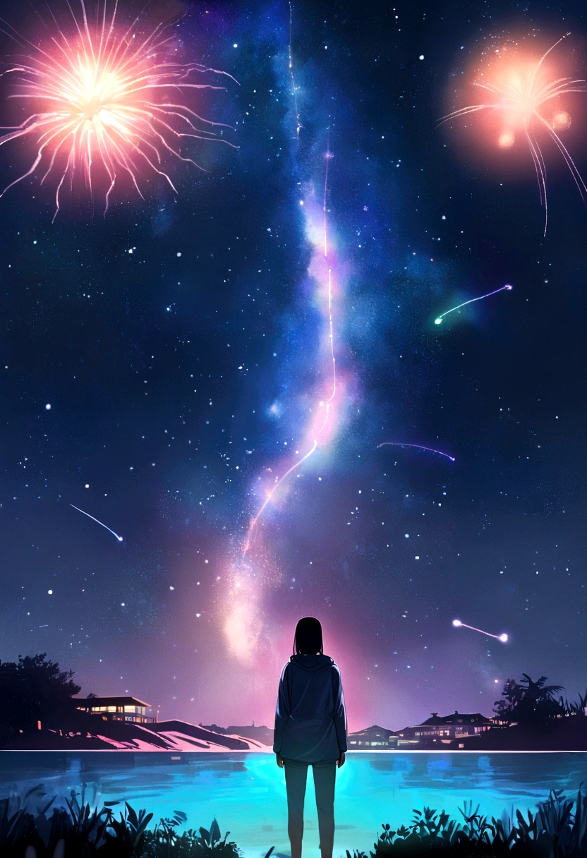 Master Parts, nice, landscape, (((no_Huma does not))), night, Floral, Tropical Garden, Starry Sky, constellation, Amazing, View, water, Thermography, comfortably, peaceful, meteor, universe, magic, magic, special, only, ((Glow worms))
