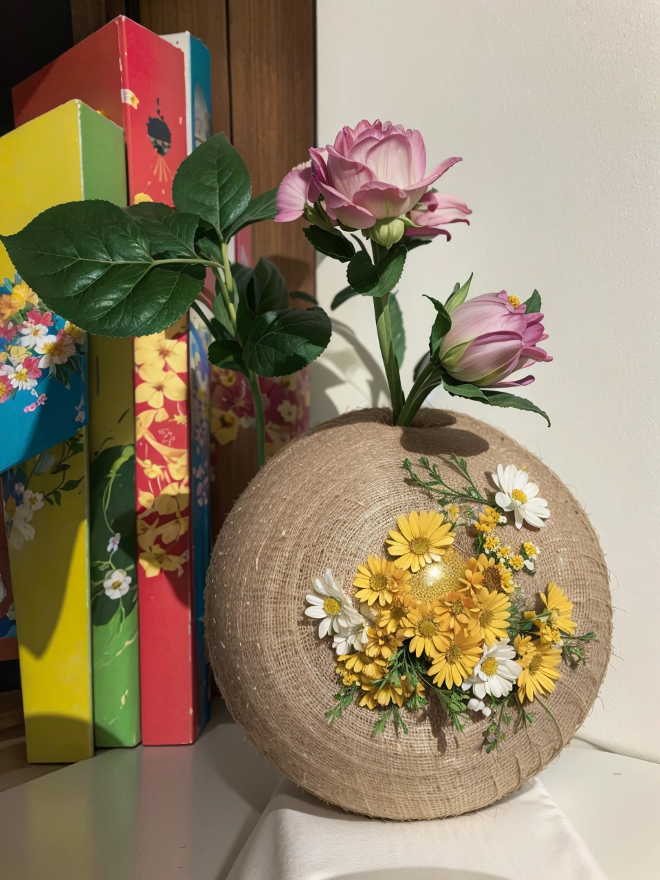 Best quality, masterpiece, ultra high res, (photorealistic:1.4), raw photo, 2 flowers, off shoulder