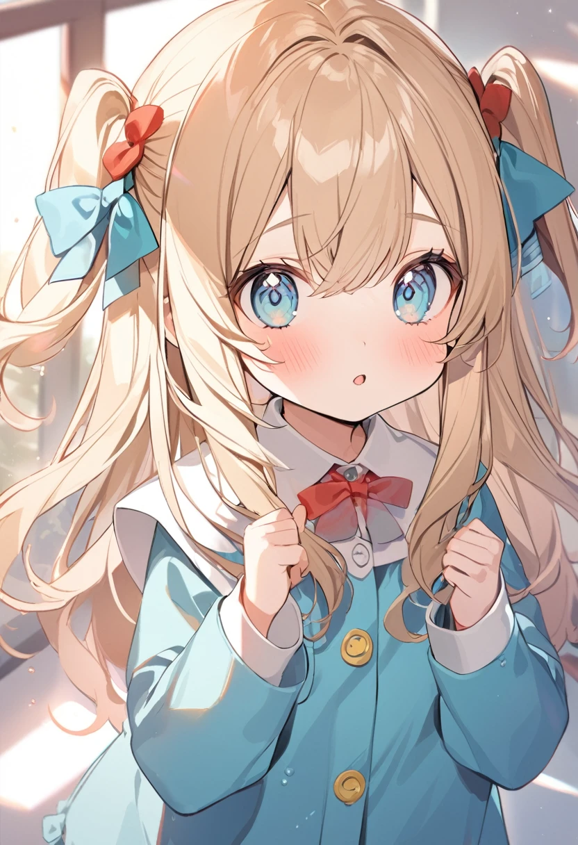 1girl,two side up,long hair,blonde hair,turquoise eyes, uniform