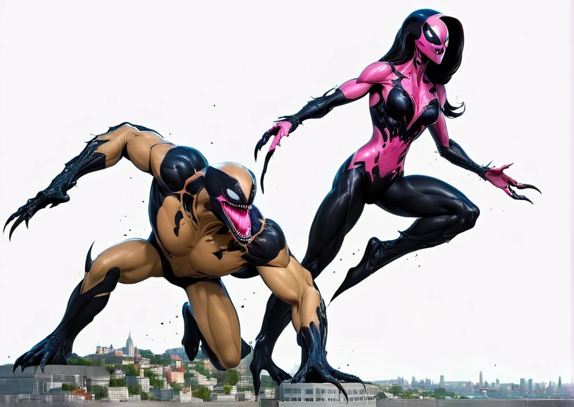 comic (Drawing:1.3) of (Sketch:1.3) a pink alien standing in front of a city, venom symbiote, symbiote, venom, official artwork hdr, screenshot from morbius 2022, hero pose colorful city lighting, 8k hd concept art, venomized, 8k render, 8 k high detail concept art, tor from marvel, background artwork, high detailed official artwork . graphic illustration, comic art, graphic novel art, vibrant, highly detailed