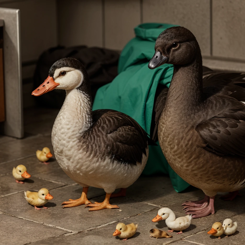 Un pato animado sosteniendo dinero, que parezca de la mafia