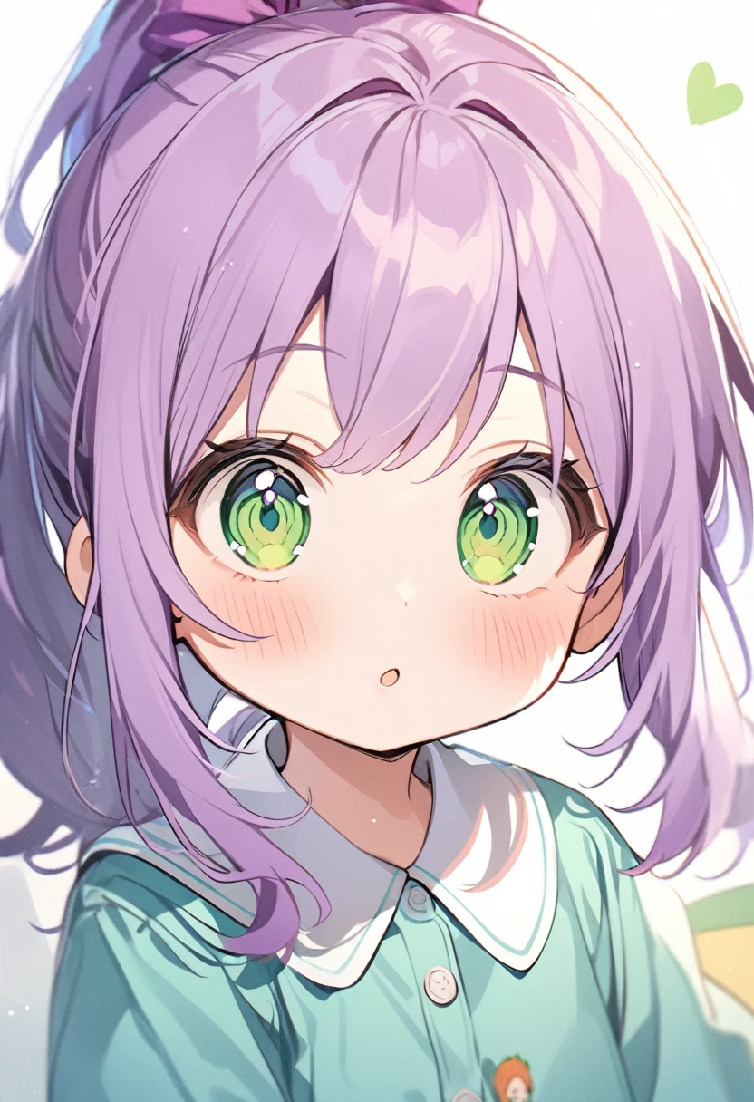 1girl,purple ponytail hair,green eyes, uniform