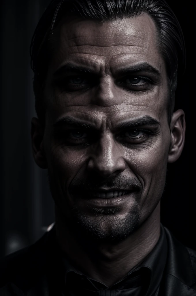 a sinister mysterious man with a cold gaze, giving a macabre smile inside a crowded ballroom, looking at beautiful young women, dark fantasy, dramatic lighting, dramatic shadows, dramatic pose, detailed facial features, detailed eyes, detailed lips, intricate details, rich colors, cinematic atmosphere, masterpiece, best quality, 8k, hyper detailed, photorealistic