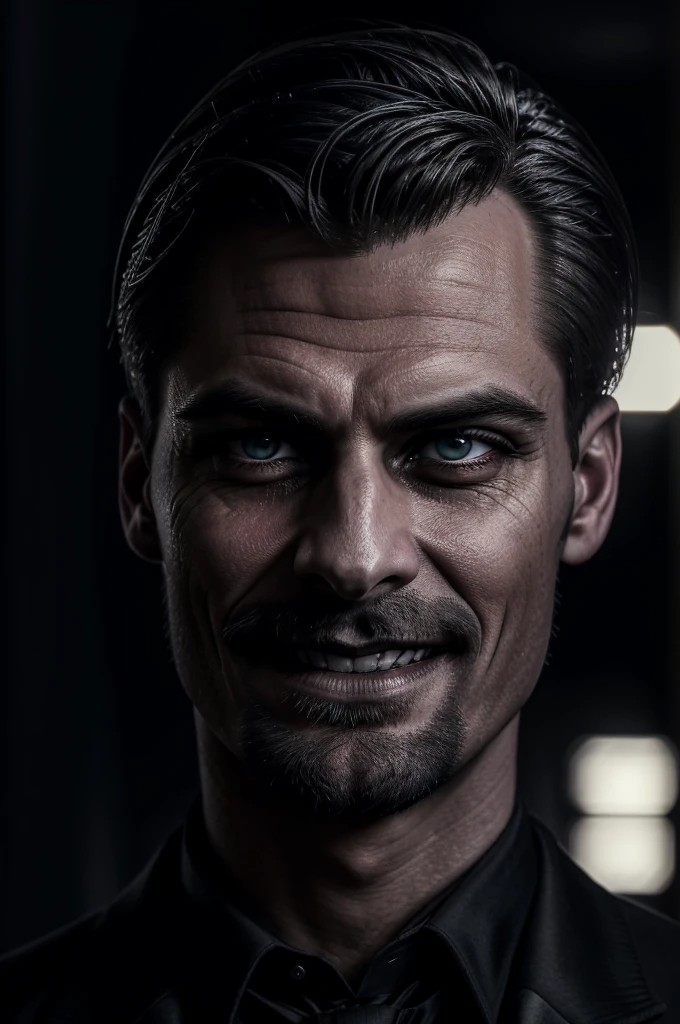 a sinister mysterious man with a cold gaze, giving a macabre smile inside a crowded ballroom, looking at beautiful young women, dark fantasy, dramatic lighting, dramatic shadows, dramatic pose, detailed facial features, detailed eyes, detailed lips, intricate details, rich colors, cinematic atmosphere, masterpiece, best quality, 8k, hyper detailed, photorealistic
