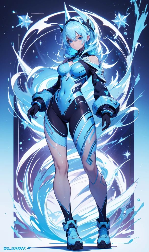 (high-res, vivid colors), blue bird alien, detailed feathers, sparkling eyes, alien landscape, vibrant colors, surreal atmosphere, glowing lights, otherworldly features, intricate patterns, dreamlike scenery, Arctic Frost Ranger: A suit featuring icy blue and frosty white hues, accented with snowflake patterns and frost crystals. This Ranger commands the power of ice and cold, with abilities such as creating blizzards, forming ice constructs for defense, and freezing enemies in their tracks.