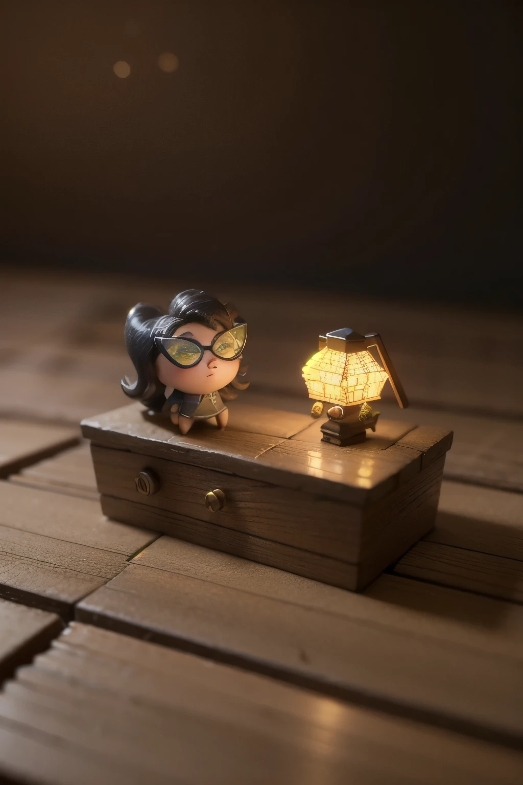 （Pixar style),A model of a cozy small room, miniature figure model, light source from right to left, Rumbrandt lighting, light source from right to left, (isometric view), (top-down), realistic scale, post-processing, ((orthogonal perspective)), super detail, realistic, super realistic, realistic render, rainbow color, glitter
