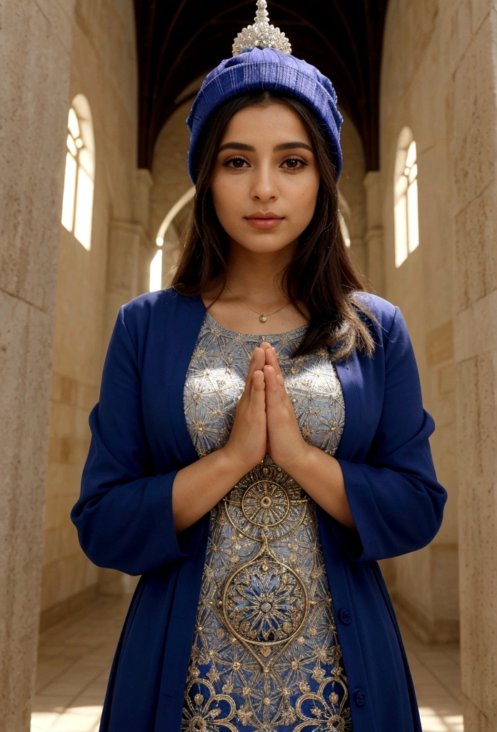 Imagem realista com um fundo suave e reconfortante com cores quentes, como tons de azul e roxo que transmitem serenidade e espiritualidade. no centro da imagem, A pair of perfect well-designed hands with 5 fingers stands out, a thumb being joined in prayer, com uma luz suave irradiando deles, symbolizing intercession and spiritual connection. Around the hands, There is a circle of small thumbnail photos of the channel's subscribers, mostrando diversidade e unidade na comunidade. Photos are slightly blurry, representando o anonimato dos assinantes, but still revealing a sincere connection. Como um toque final, Um suave efeito de luz dourada permeia toda a miniatura, adding a touch of divinity and hope.