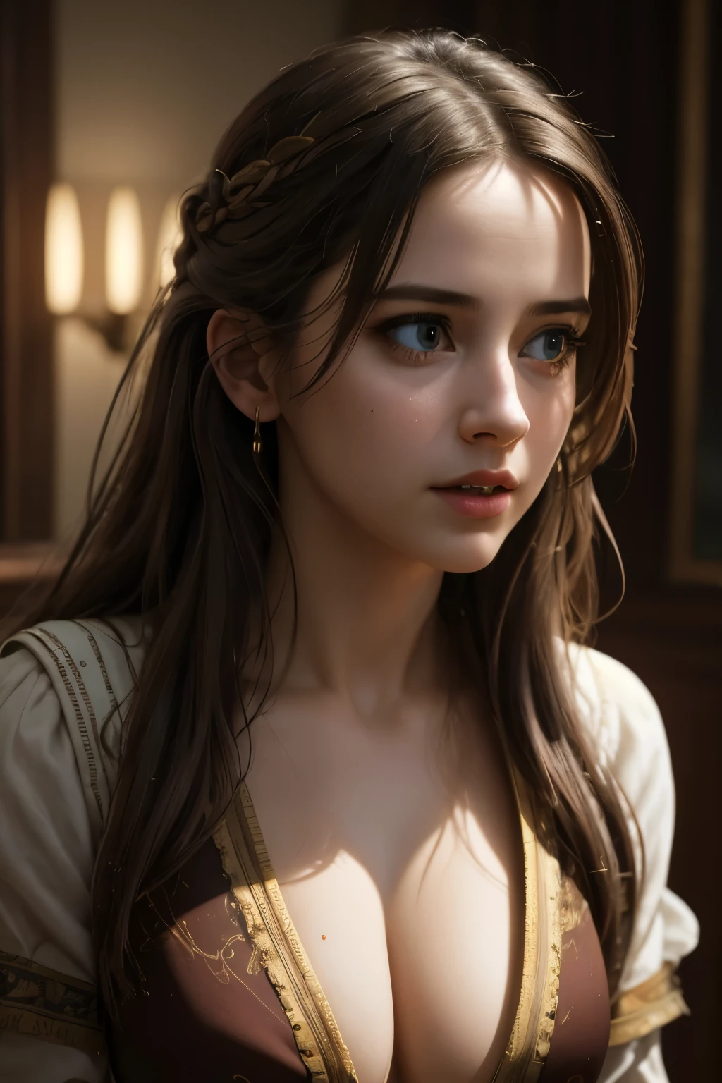 nsfw,(RAW photo, best quality),(realistic, photo-realistic:1.3),best quality,highly detailed,masterpiece,ultra-detailed,illustration,1girl,upper_body,dynamic angle,world masterpiece theater,messy_long_hair,best quality,extremely detailed CG unity 8k wallpaper,ink,Amazing,cinematic lighting,lens_flare,dunhuang_style,