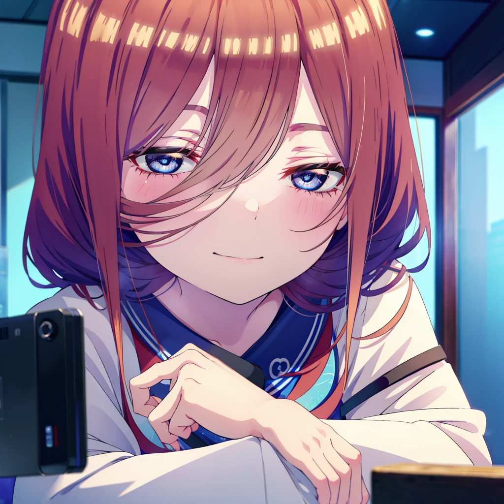 Mikunakano, miku nakano, Long Hair, bangs, blue eyes, Brown Hair, shirt, Hair between the eyes,smile,Open your mouth, Messy Hair,オーバサイズtshirt,One Shoulder,Black string underwear,barefoot,Sitting on the bed,sleepy,Squinting,morning,morning陽,The sun is rising,Building district,whole bodyがイラストに入るように,
break indoors, Bedroom,
break looking at viewer, whole body,
break (masterpiece:1.2), Highest quality, High resolution, unity 8k wallpaper, (figure:0.8), (Beautiful attention to detail:1.6), Highly detailed face, Perfect lighting, Highly detailed CG, (Perfect hands, Perfect Anatomy),