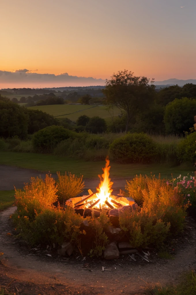 bonfire countryside flame