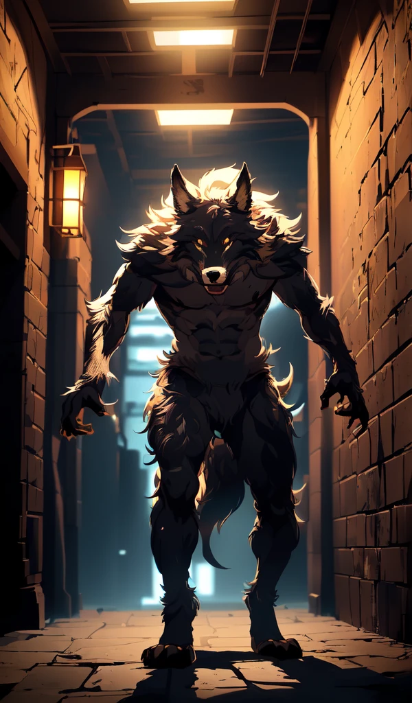 um close de uma pessoa em um beco escuro com um gato nas costas, muscular lobisomem, angry high moral sexy lobisomem, lobisomem, um lobo minotauro, lobisomem man, lobisomem?, badass anime 8 k, werewolf&quot;, arte estilizada de fantasia urbana, portrait of a lobisomem, an anthropomorphic wolf, um lobo antro, from cryptid academia