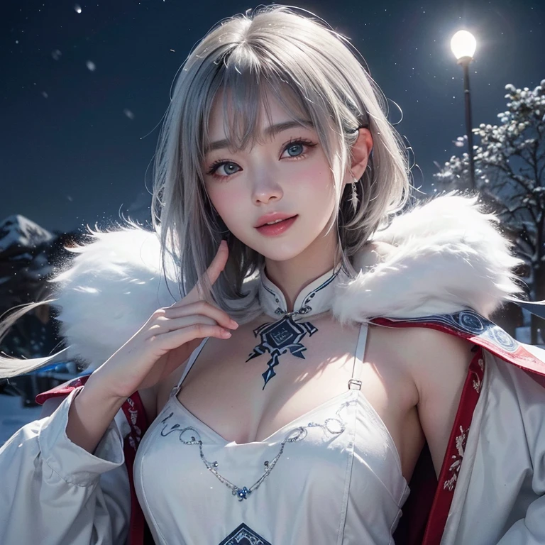 (photorealistic:1.5, highest quality,masterpiece,High resolution,muste piece),snow mountainに立つ1人の23歳の女性,(Red string bikini swimsuit:1.5,sunglasses:1.5,Down jacket:1.3,Choka), beautiful skin, (looking at the camera:1.2),(Photo seen from the front bottom:1.3),(Short Hair:1.2,bright platinum hair:1.5), expression( Gleeful:1.3,blushing:1.3),Pause( standing, Seductive pose:1.5),background(snow mountain:1.5,Forest),(slender, abs:1.2), (Underwear visible through clothing),(Butt visible through clothes),(detailed perfect face),normal hands:1.5,normal finger:1:5,normal feet:1.5,(cameltoe)