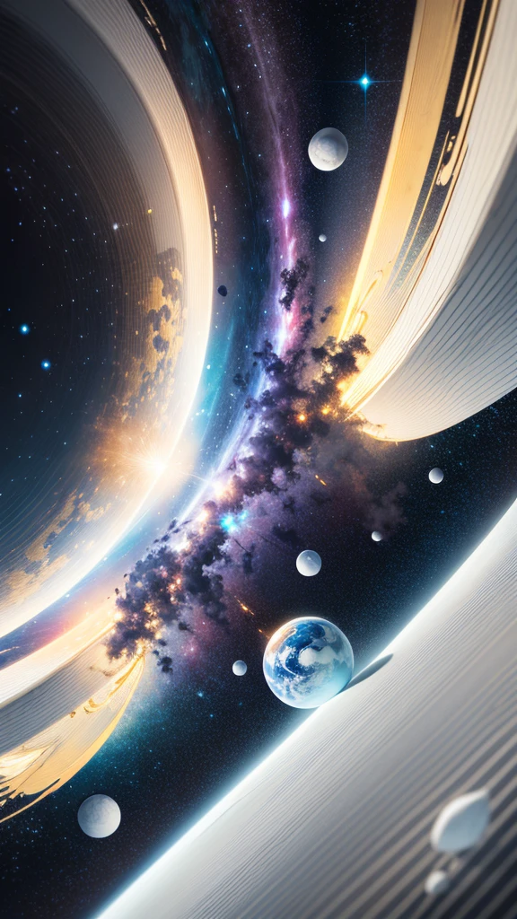 White planet in white space