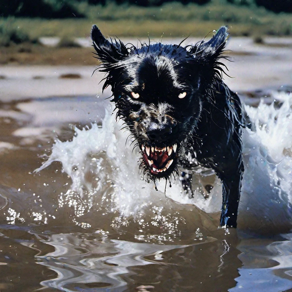 ANGRY DOG IN WATER 