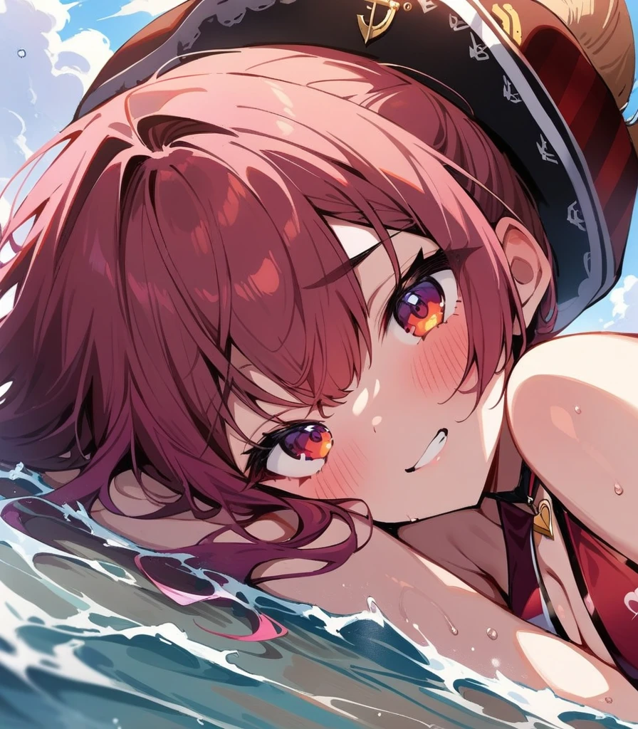 anime girl in a bikini, anime style 4 k, (anime girl), badass anime 8 k, best anime 4k konachan wallpaper, anime style character, top rated on pixiv, seductive anime girl, anime style. 8k, anime girl, an anime girl, anime artstyle, red hair, visible red hair (Best quality, 4k, Masterpiece :1.3), beautiful woman, hyper realistic, 1girl, (droopy breasts, attractive body :1.2), sit-ups :1.1, short red hair: 1.1, (wet rainy, wet by rain, wet body :1.2), ultra-detailed face, detailed lips, detailed eyes, double eyelid, naked, nipple_outline, sensual low-necked dress, open neckline, hanging breasts, side pose, visible curves, pool party, poolside, silver transparent mantle,sunglasses, muscular turned leg, nipple visible, revealing clothing [ 4 k digital art ]!!