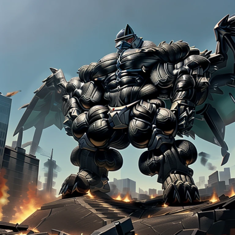 (masterpiece. official art. 8k. best quality. detailed full body. full body.)
(situation 1 : dominating LUCARIO. focus GIANT mechanical Muscular LUCARIO is trampling the CITY. macro. stomp. Low-angle perspective. emphasizing the immense size. The perspective is from below, emphasizing the sheer majesty and power of the Giant. giant art. He is much bigger than a skyscraper. Giga Giants. micro soccer field. looking down.)
(situation 2 :smoke and flames rising from the destruction in the city)
(Additional details 1: wearing a full-face helmet. helmet is jet black. The color of NANOSUIT is jet black. high-tech bio-mecha armor. real texture material. whole body shines like metal. Wearing cyberpunk mecha. emphasizes the muscles. suit fully made of metal. intricate armor. Robotic suit. suit fully made of metal. NANOSUIT with the same design as LUCARIO.).
(Additional details 2: (Detailed head. Detailed Body. Detailed abs. gigantic muscles. HYPER MUSCLES. Gigachad Muscular. big muscle. pecs. triceps. traps. unusually developed muscular body. body full of huge muscles. showing off muscles. pectorales enormes. Exaggeratedly huge muscles. huge muscles. long legs.).
(Additional details 3: nj5furry, Spread wings. It has wings. black have big wings. The claws are sharp. Sharp teeth.5 toes.).