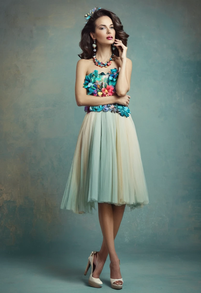 Beautiful woman, artsy style, full length, real , accessory,
