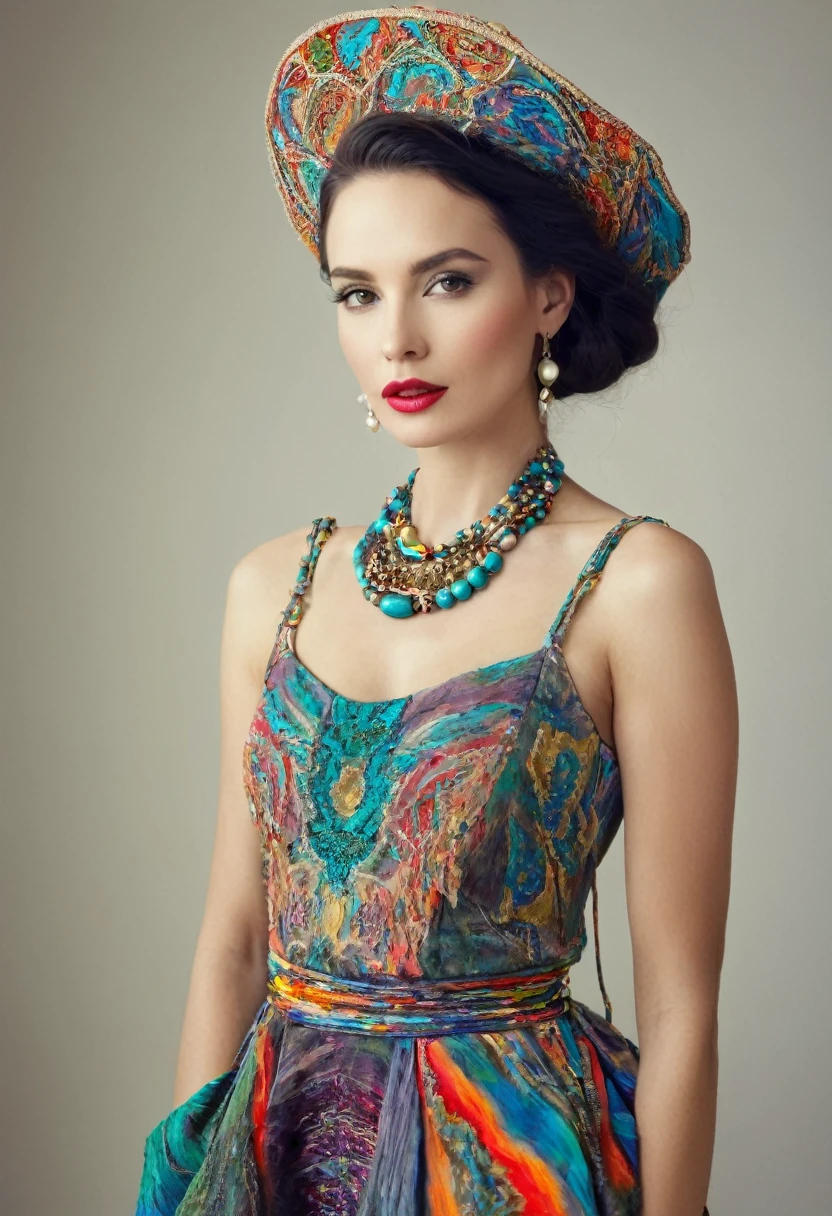 Beautiful woman, artsy style, full length, real , accessory,