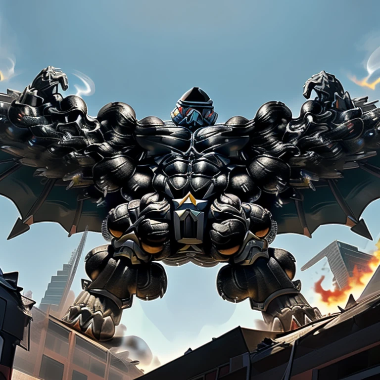 (masterpiece. official art. 8k. best quality. detailed full body. full body.)
(situation 1 : dominating LUCARIO. focus GIANT mechanical Muscular LUCARIO is trampling the CITY. macro. stomp. Low-angle perspective. emphasizing the immense size. The perspective is from below, emphasizing the sheer majesty and power of the Giant. giant art. He is much bigger than a skyscraper. Giga Giants. micro soccer field. looking down. foot focus, (soles:0.8))
(situation 2 :smoke and flames rising from the destruction in the city)
(Additional details 1: wearing a full-face helmet. helmet is jet black. The color of NANOSUIT is jet black. high-tech bio-mecha armor. real texture material. whole body shines like metal. Wearing cyberpunk mecha. emphasizes the muscles. suit fully made of metal. intricate armor. Robotic suit. suit fully made of metal. NANOSUIT with the same design as LUCARIO.). (Lucario has 5 toes.)
(Additional details 2: (Detailed head. Detailed Body. Detailed abs. gigantic muscles. HYPER MUSCLES. Gigachad Muscular. big muscle. pecs. triceps. traps. unusually developed muscular body. body full of huge muscles. showing off muscles. pectorales enormes. Exaggeratedly huge muscles. huge muscles. long legs.).
(Additional details 3: nj5furry, Spread wings. It has wings. black have big wings. The claws are sharp. Sharp teeth.5 toes.).