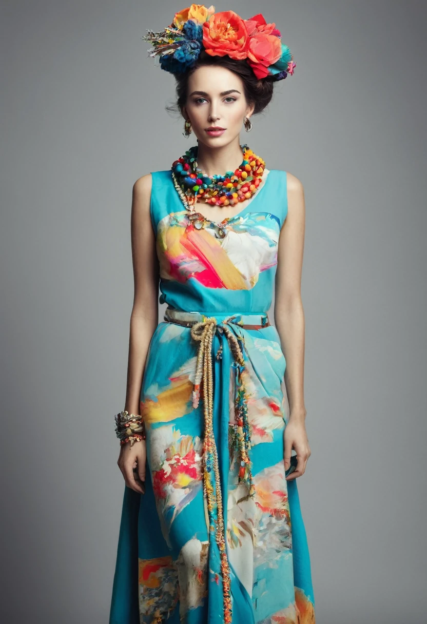 Beautiful woman, artsy style, full length, real , accessory,