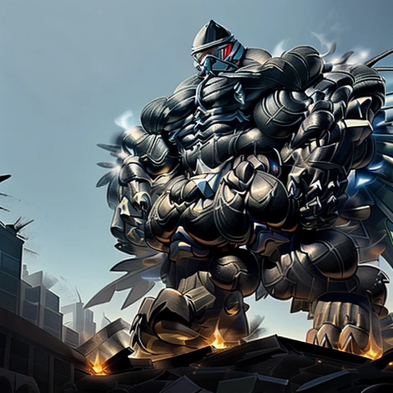 (masterpiece. official art. 8k. best quality. detailed full body. full body.)
(situation 1 : dominating LUCARIO. focus GIANT mechanical Muscular LUCARIO is trampling the CITY. macro. stomp. Low-angle perspective. emphasizing the immense size. The perspective is from below, emphasizing the sheer majesty and power of the Giant. giant art. He is much bigger than a skyscraper. Giga Giants. micro soccer field. looking down.)
(situation 2 :smoke and flames rising from the destruction in the city)
(Additional details 1: wearing a full-face helmet. helmet is jet black. The color of NANOSUIT is jet black. high-tech bio-mecha armor. real texture material. whole body shines like metal. Wearing cyberpunk mecha. emphasizes the muscles. suit fully made of metal. intricate armor. Robotic suit. suit fully made of metal. NANOSUIT with the same design as LUCARIO.).
(Additional details 2: (Detailed head. Detailed Body. Detailed abs. gigantic muscles. HYPER MUSCLES. Gigachad Muscular. big muscle. pecs. triceps. traps. unusually developed muscular body. body full of huge muscles. showing off muscles. pectorales enormes. Exaggeratedly huge muscles. huge muscles. long legs.).
(Additional details 3: nj5furry, Spread wings. It has wings. black have big wings. The claws are sharp. Sharp teeth.5 toes.).