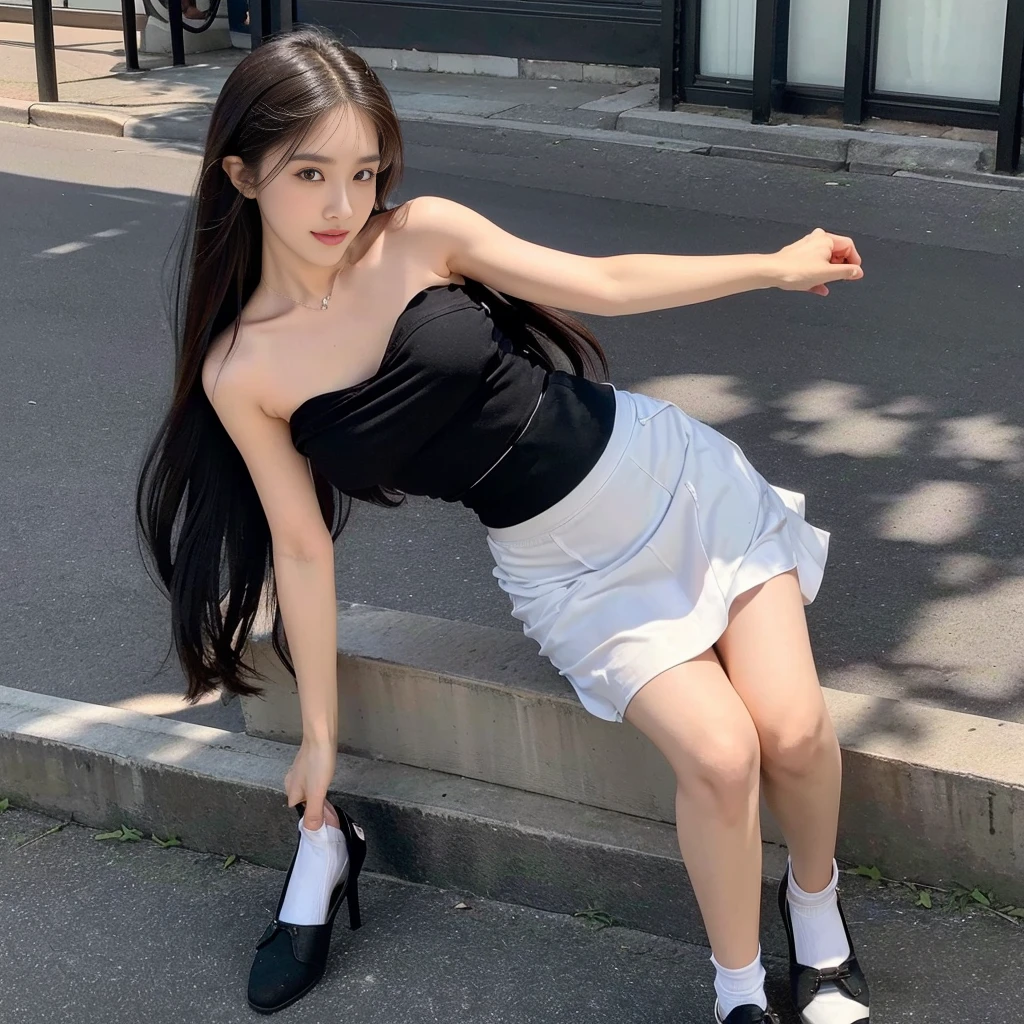 (white strapless DRESS), (white strapless DRESS), (skirt 1/2 thighs), (white bra), (handkerchief skirt), (mini skirt), (white t shirt), (cotton spaghetti-strap top), (black skirt), (white strapless shirt), (Short flared skirt), (a girl pretty girl with perfect figure), (a photo of the night sky), (32K,1 20-year-old girl, The light from the rear window is backlit, Ray traching), (full body), (hair black), (two-parted hair :1.3), (very thick hair), (hands close to the body), (Slender chest), (visible shoe sole :1,5), (short upper chest :1.5), (pectoral muscles are large :1.5), (upper breasts are firm and round :1.5), (stand upright), (two shoe ends), (two shoe toes) ,(put on blush), (apply powder), (makeup), (standing), (asian girl princess), (thick thighs), (large calves), (Black non-reflective fabric for making dresses), (dark colthing), (large knees), (one-piece dress), (seamless dress), (large knees), (big hips :1.4), (slim lower abdominal area), (large ankles), (black skirt), (black skirt), (black skirt), (thigh gap), (thigh gap), (thigh gap), (thigh gap), (thigh gap), (thigh gap)
