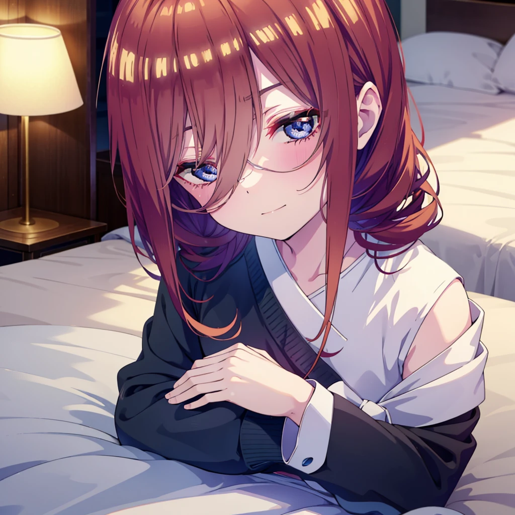 miku nakano, Nakano Miku Ticket III, Long Hair, bangs, blue eyes, Brown Hair, Hair between the eyes, Wake up,Sleepy eyes,Oversized T-shirt,Black string underwear,barefoot,smile,ロマンチックなmorning日,morning,Extreme Light,whole bodyがイラストに入るように,The sun is rising,
break indoors, Bedroom, break looking at viewer, whole body,(Cowboy Shot:1. 5)
break (masterpiece:1.2), Highest quality, High resolution, unity 8k wallpaper, (shape:0.8), (Beautiful and detailed:1.6), Highly detailed face, Perfect lighting, Highly detailed CG, (Perfect hands, Perfect Anatomy),