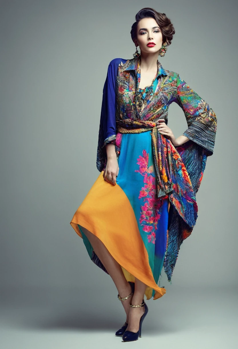 Beautiful woman, artsy style, full length, real , accessory,
