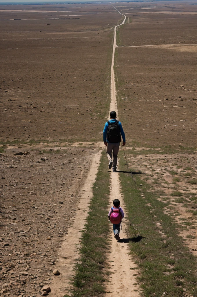 Una persona caminando desde el suelo hacia el cielo