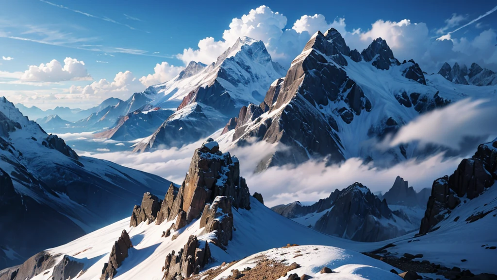 mountains and clouds, 8K image quality, Masterpiece
