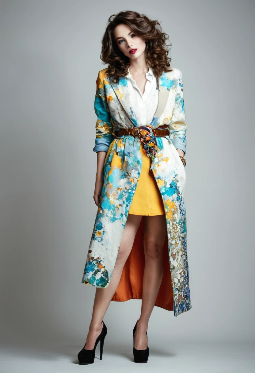 Beautiful woman, unique artsy style, full length, real , accessory, beautiful  ,shoes 
