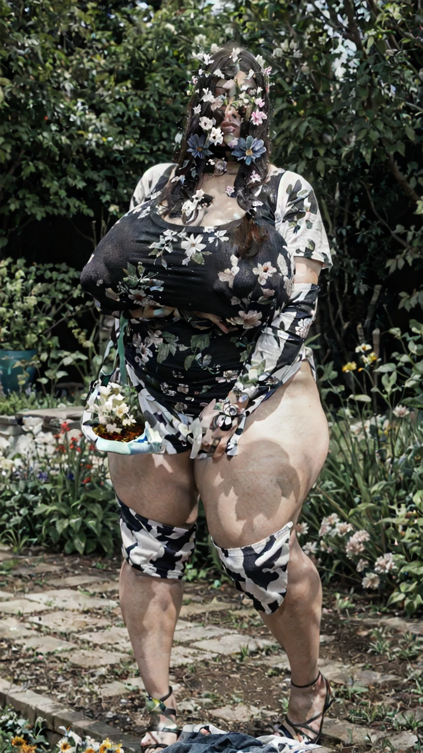 1 big woman in garden