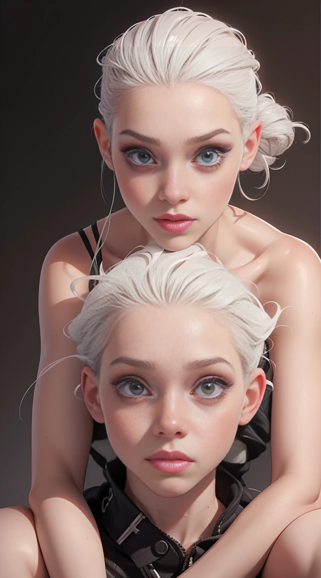 ((Cutaneous albinism)),(( 2 heads)), dry skin, pale skin 1 girl, 16 years , Silver-white hair, freckles on the face, sitting on a man&#39;s lap, guiding the hooded penis into the vagina.,Vaginal Penis Penetration from Below Outstanding Curvy Body,  big ass, curvy muscular, Pink body, Angela White, white silver goddess , slutty rave girl,   high quality, A high resolution, A high resolution, human rights activist, Best quality, official art, glowing pink light,  