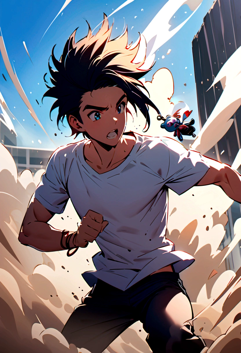 Cool protagonist,,,,Refreshing athletic guy,,,boy,boys,charm,Action,Vibrancy,Japanese high school student style,Magazine talent style,clavicle,thin limbs,Big white t-shirt,,,Male Focus,Breeze,Dust,Natural light,face,hand,eye,Biologically correct