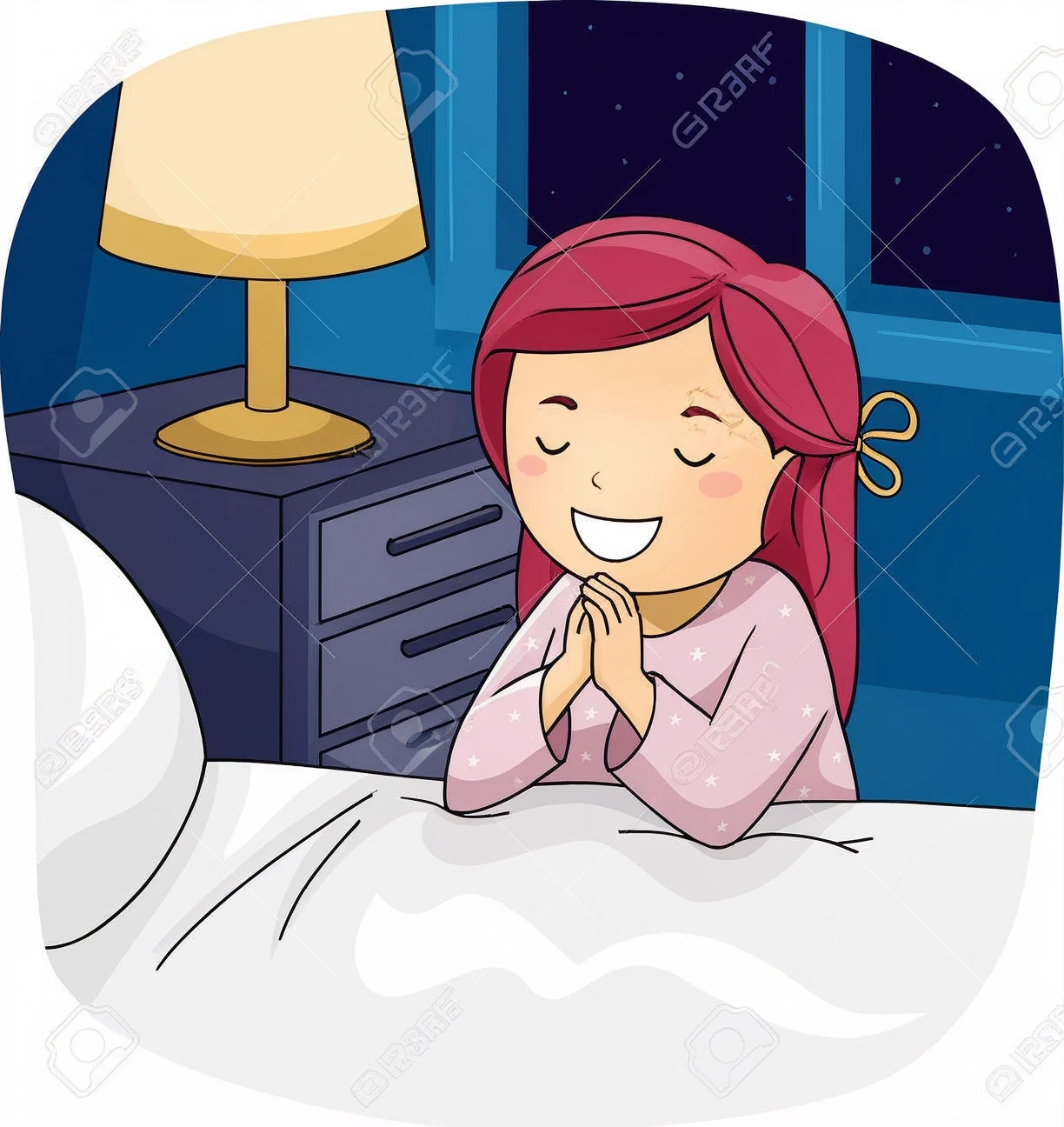 Woman on her knees praying with bible in her room 