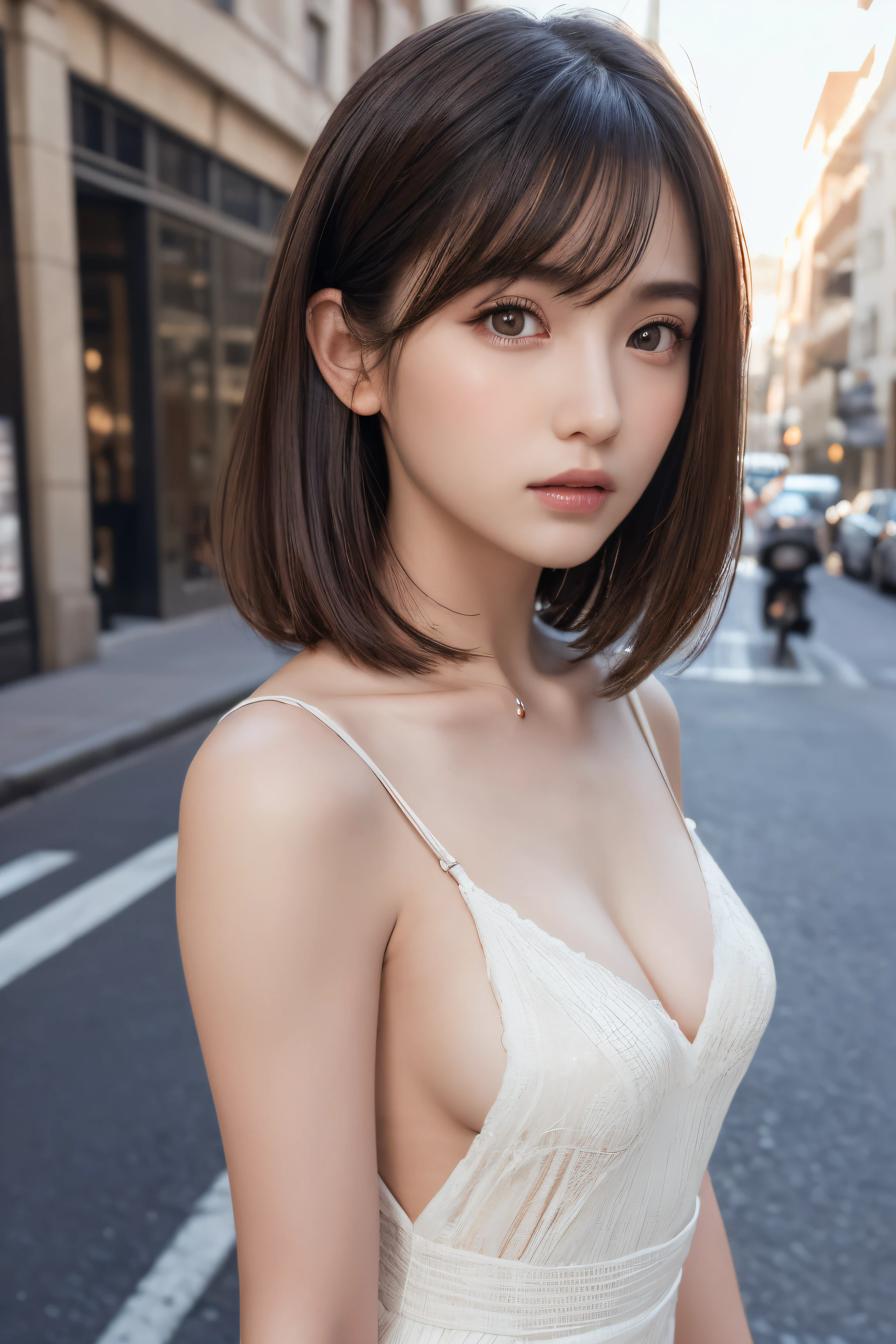 One Girl, (Beautiful girl, Delicate girl:1.3), (:1.3),
break, Browsing Caution, (Side cut dress:1.3), (publish nudes, Side bust:1.3),
break, Very fine grain definition, (Symmetrical eyes:1.3),
break, (Street view:1.3), (Shooting from the side, Upper Body),
break, Small breasts, Brown eyes, Parted bangs, Brown Hair, Girls,
break, (Eye and facial details:1.0),
break, (masterpiece, Highest quality, Super detailed, Detailed face, 8k)