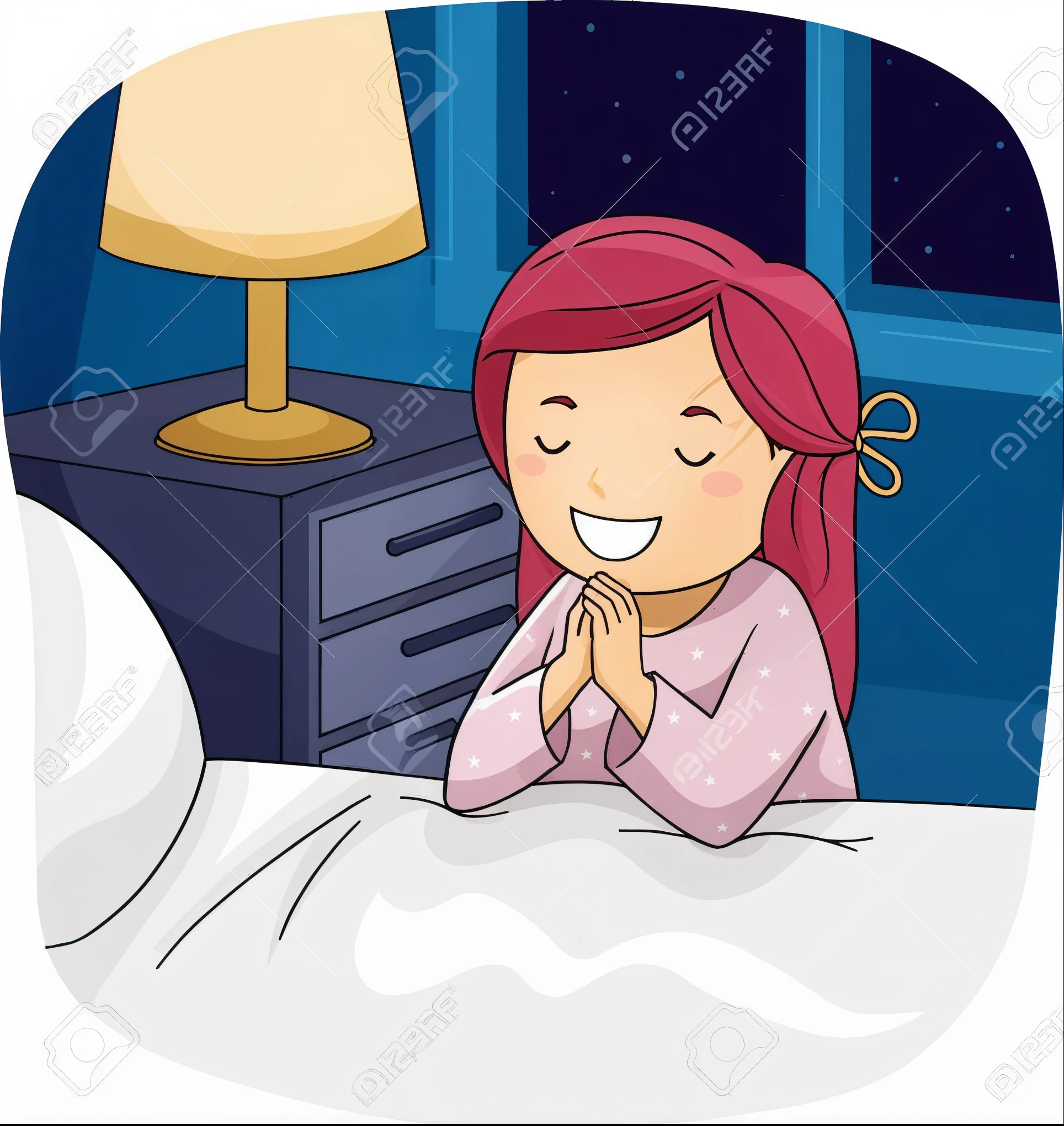 Woman on her knees praying with bible in her room