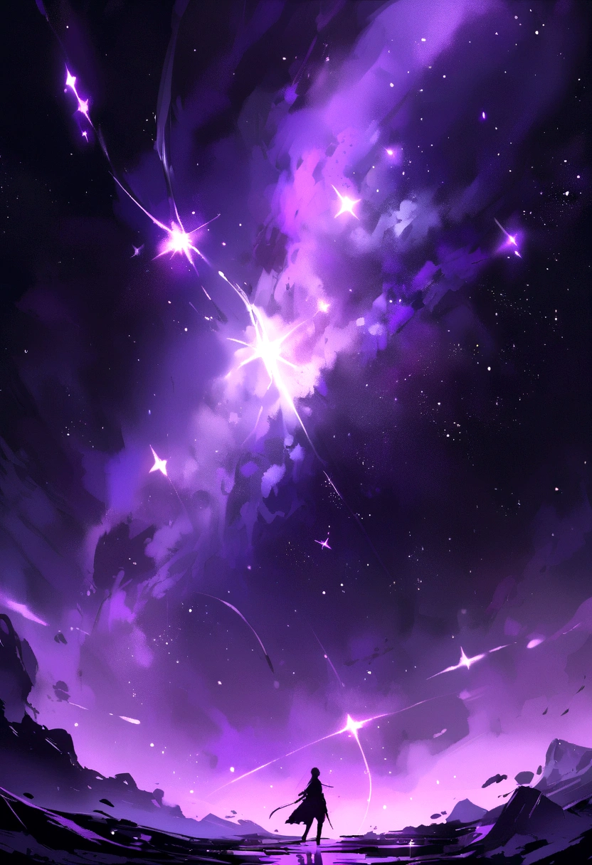 Create a beautiful purple background with beautiful stars in a beautiful, desolate space