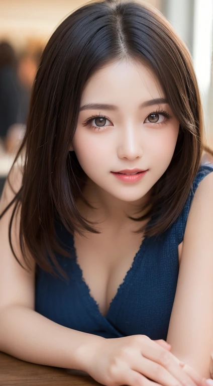 table top, highest quality, figure, super detailed, finely, High resolution, 8k wallpaper, Perfect dynamic composition, detailed and beautiful eyes, ladies fashion summer,medium hair,small natural color lip, bold sexy posmile,Harajuku、20 year old girl、cute、sexy shot king at camera